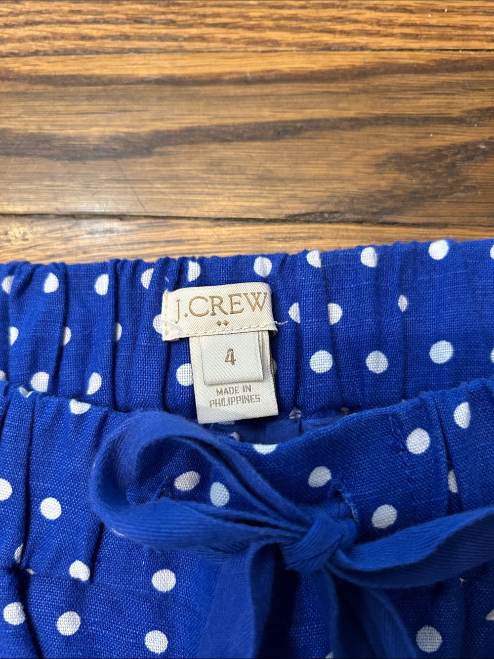 J. Crew Royal Blue Polka Dot Drawstring Mini Skirt - Picture 3 of 9